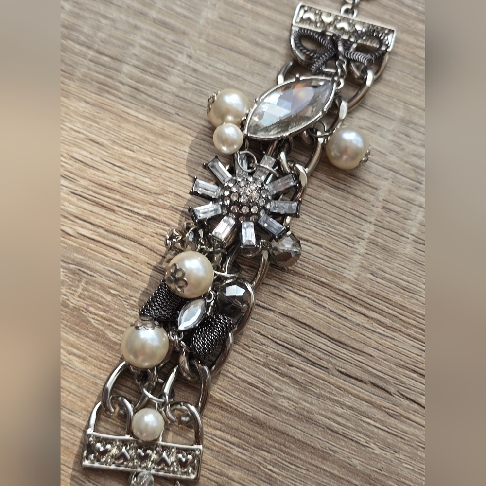 Betsey Johnson Elegant Silver and Pearl Bracelet
